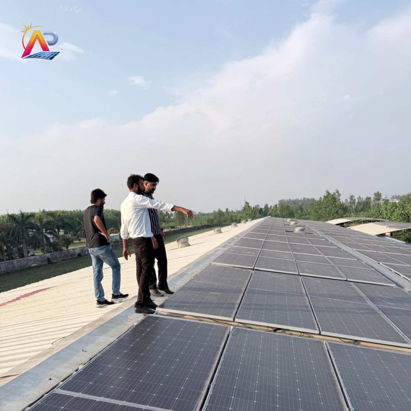 Large rooftop solar plant on an industrial building