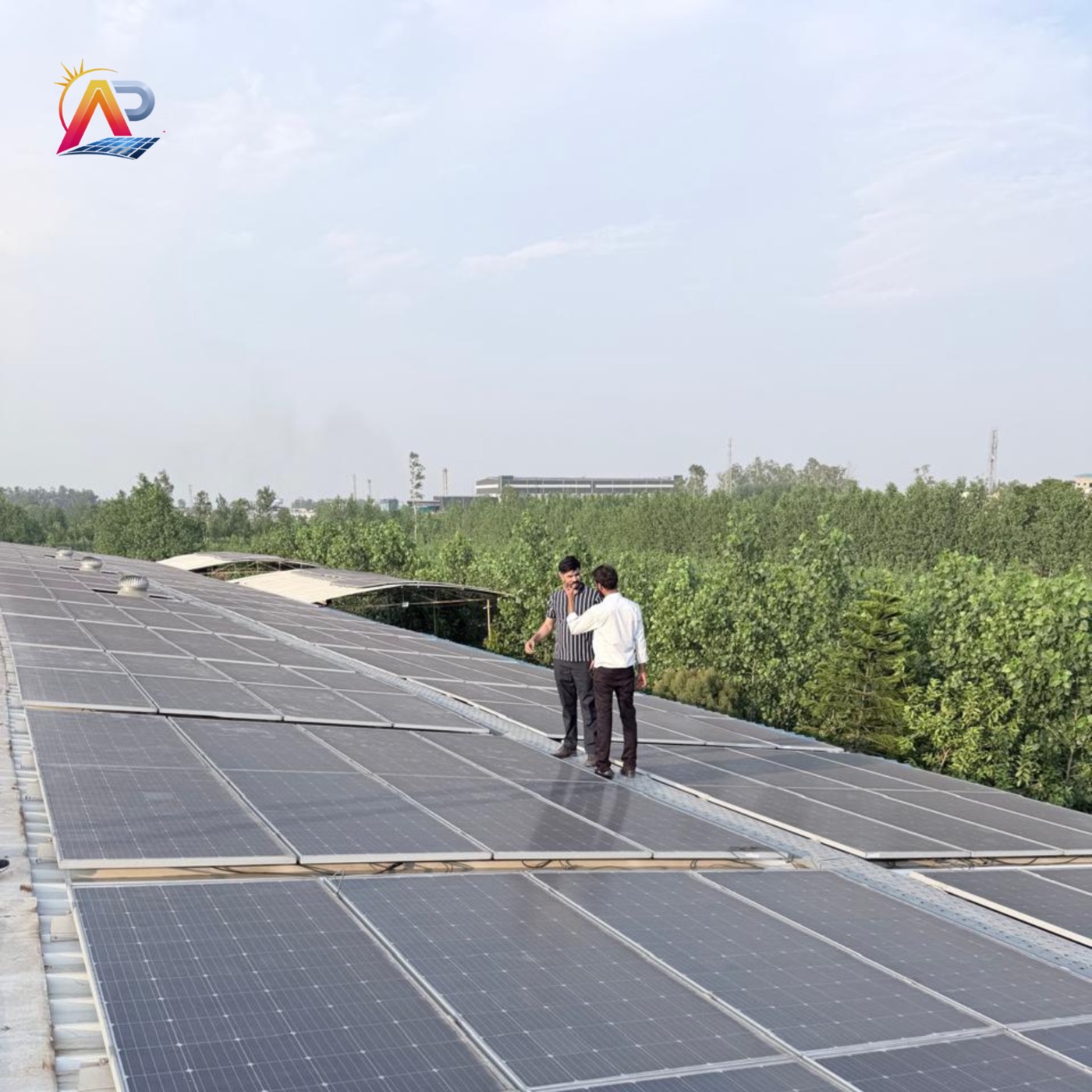 Large rooftop solar array serving a housing society